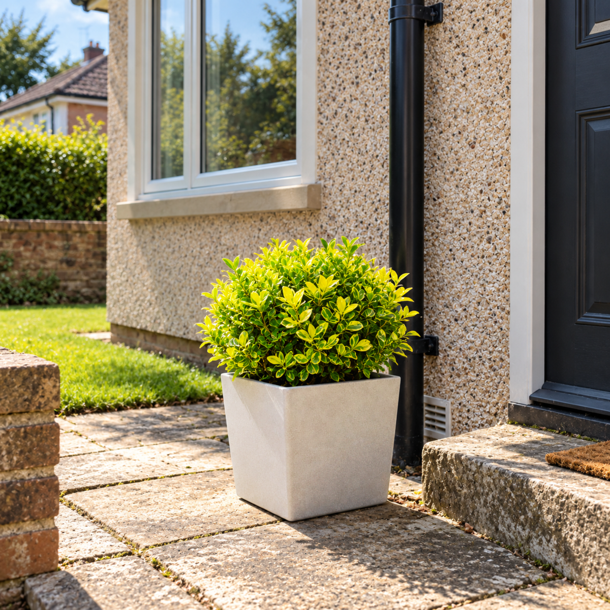 FHG™ Polystone Square Planter, Garden Pot, Outdoor Stone Plant Pot