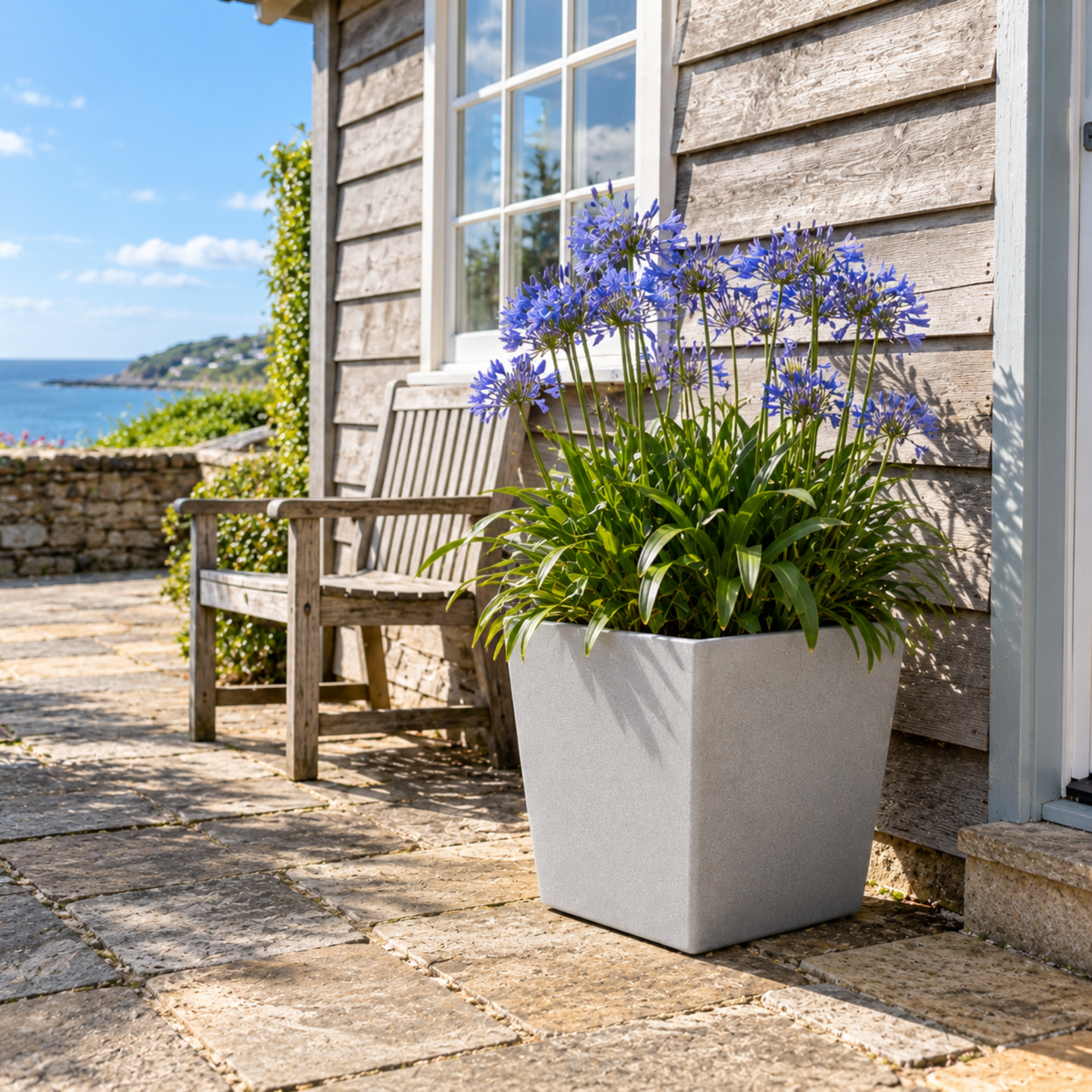 FHG™ Polystone Square Planter, Garden Pot, Outdoor Stone Plant Pot