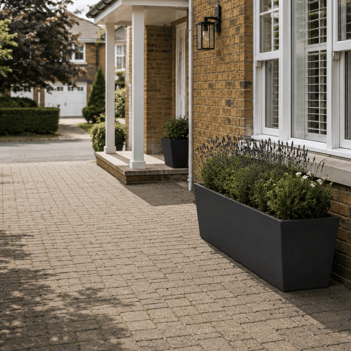 FHG™ Polystone Rectangular Trough Garden Planter, Outdoor Large Plant Pot
