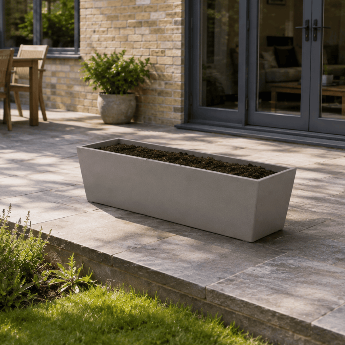 FHG™ Polystone Rectangular Trough Garden Planter, Outdoor Large Plant Pot