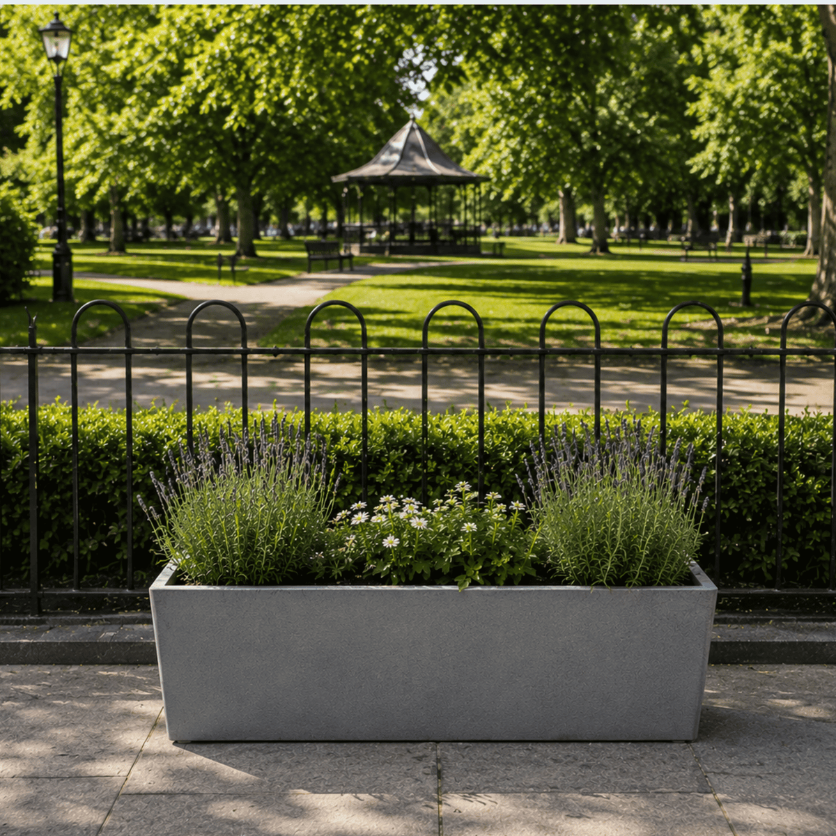 FHG™ Polystone Rectangular Trough Garden Planter, Outdoor Large Plant Pot
