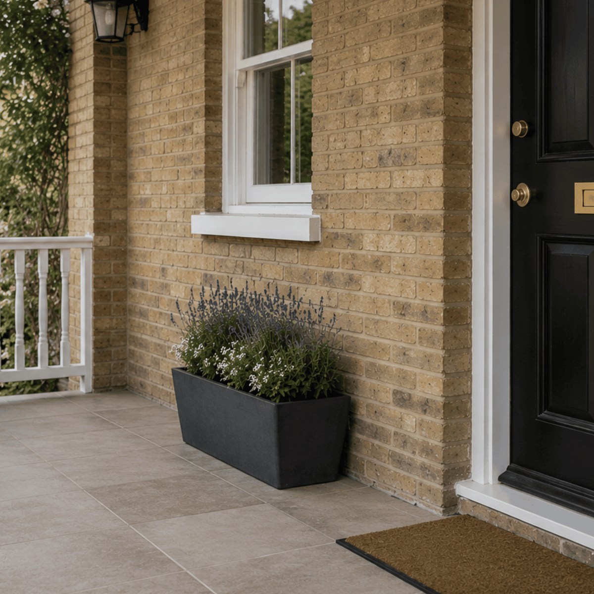 FHG™ Polystone Rectangular Trough Garden Planter, Outdoor Large Plant Pot