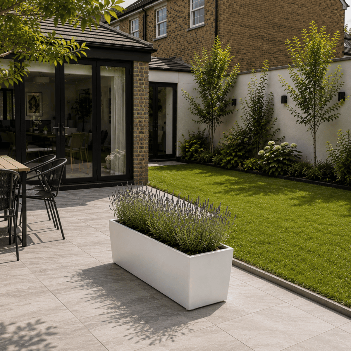 FHG™ Polystone Rectangular Trough Garden Planter, Outdoor Large Plant Pot