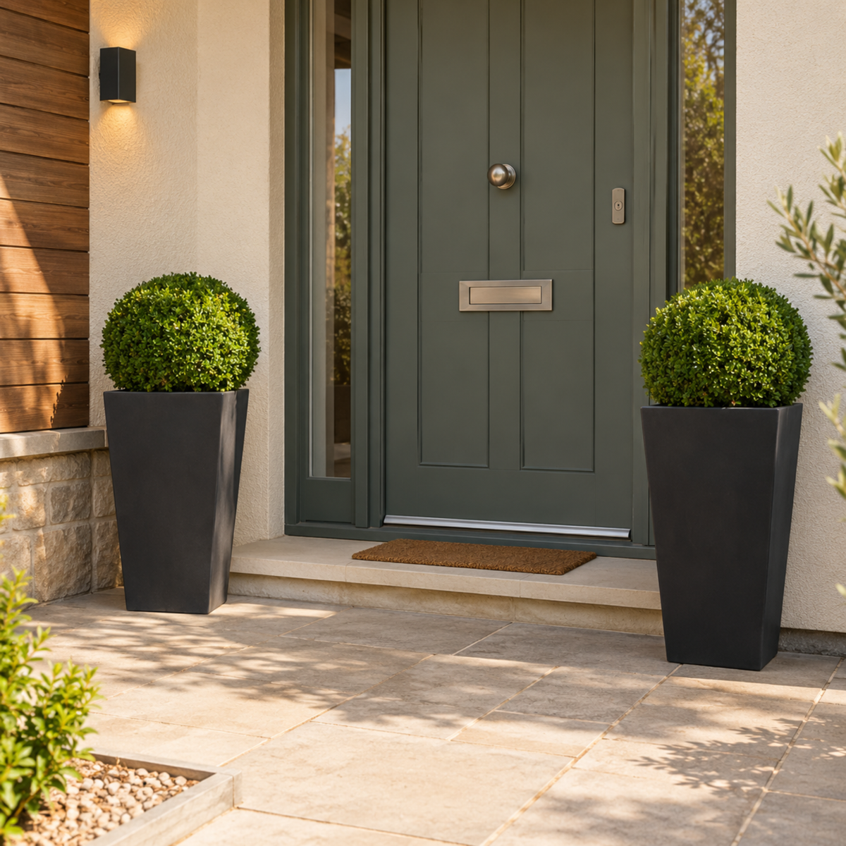 FHG™ Polystone Tapered Tall Garden Planter, Patio Plant Pots, Outdoor Garden Planter