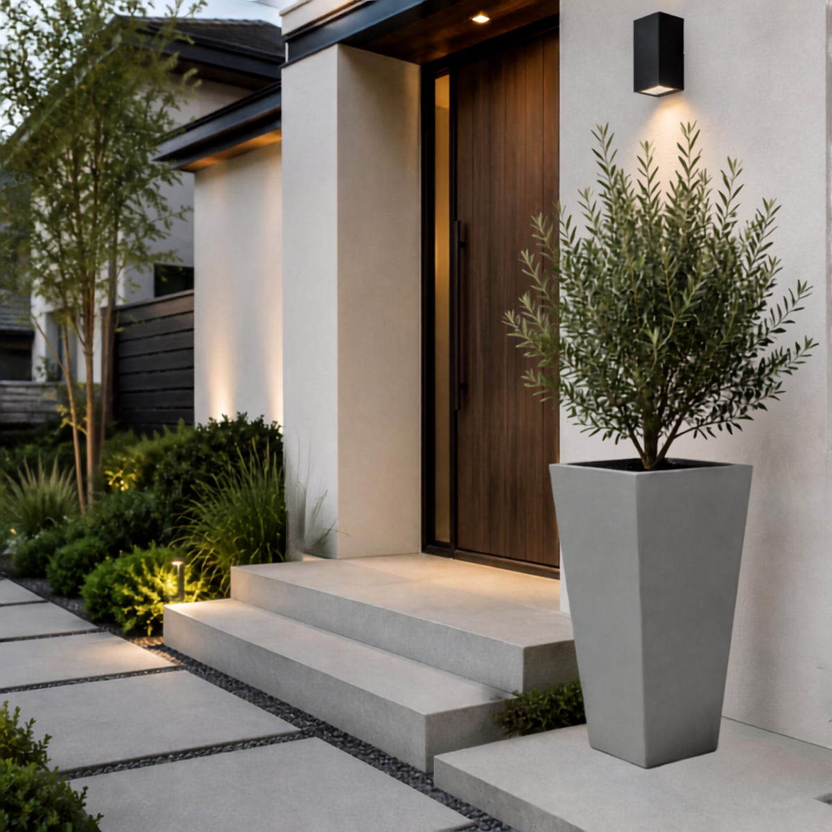 FHG™ Polystone Tapered Tall Garden Planter, Patio Plant Pots, Outdoor Garden Planter
