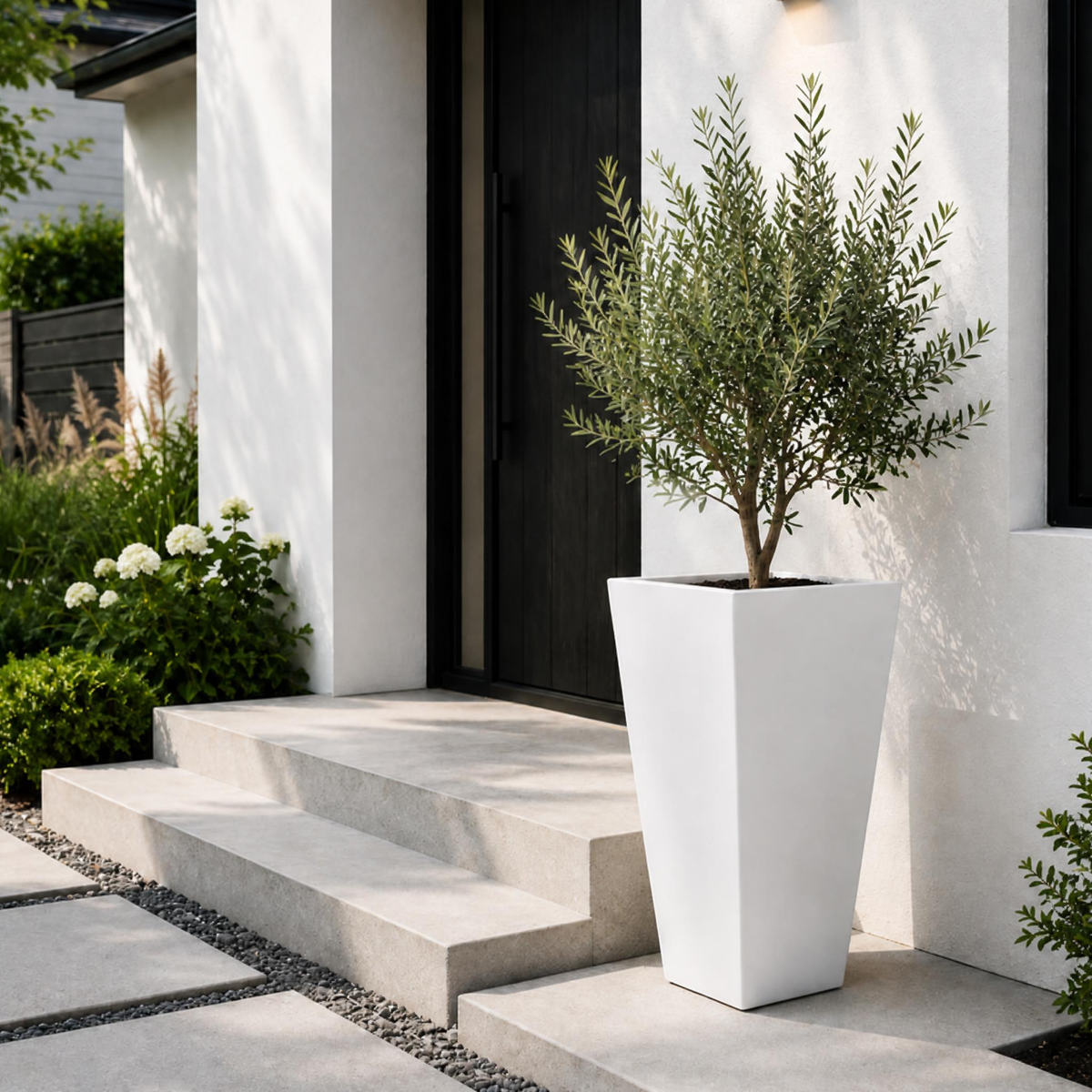 FHG™ Polystone Tapered Tall Garden Planter, Patio Plant Pots, Outdoor Garden Planter