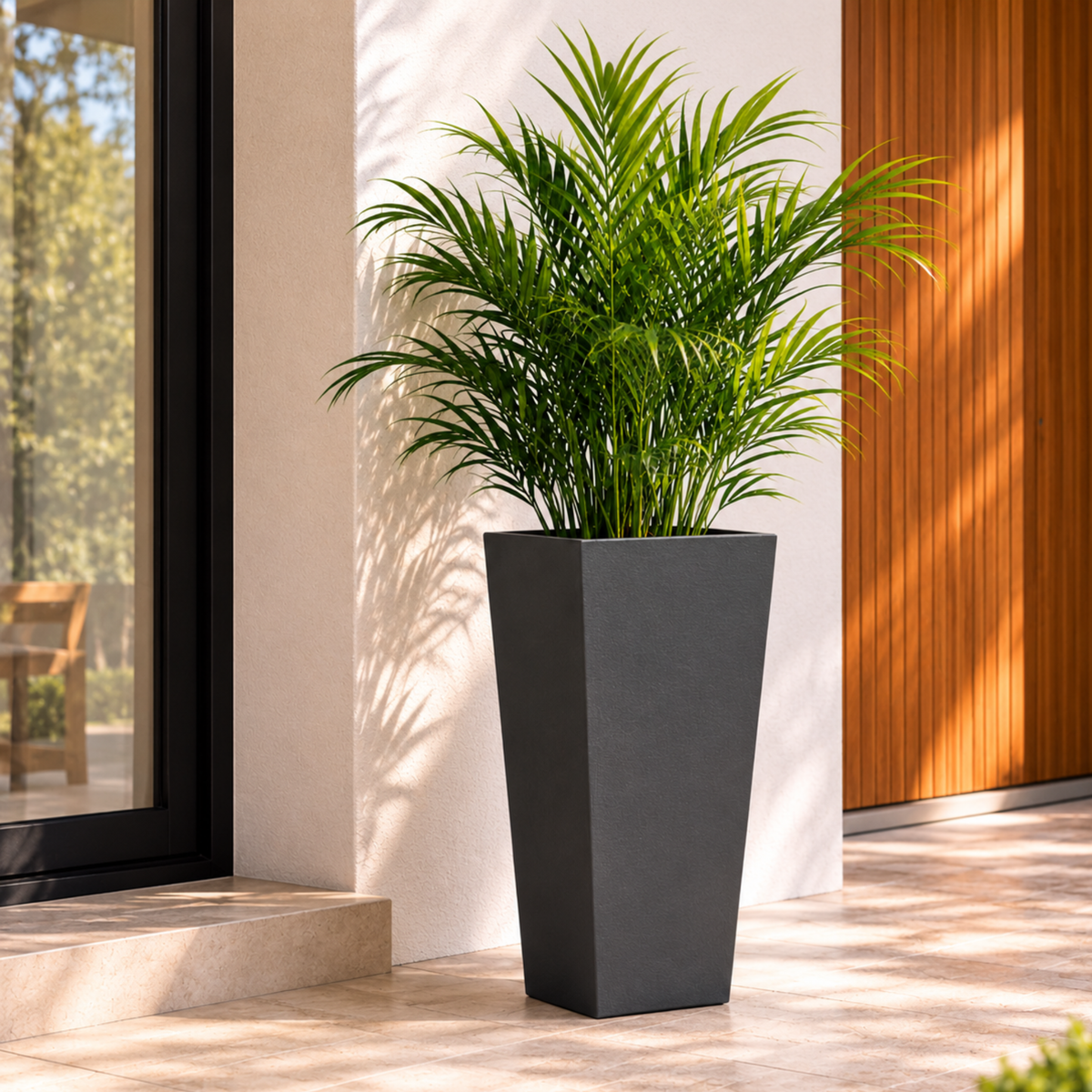 FHG™ Polystone Tapered Tall Garden Planter, Patio Plant Pots, Outdoor Garden Planter