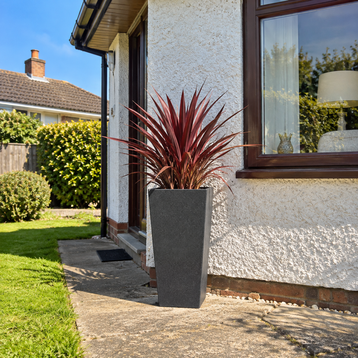 FHG™ Polystone Tapered Tall Garden Planter, Patio Plant Pots, Outdoor Garden Planter