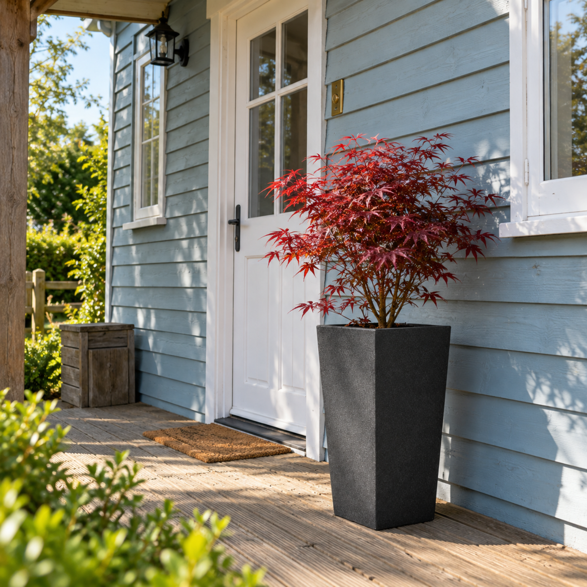 FHG™ Polystone Tapered Tall Garden Planter, Patio Plant Pots, Outdoor Garden Planter