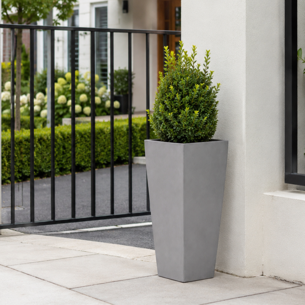 FHG™ Polystone Tapered Tall Garden Planter, Patio Plant Pots, Outdoor Garden Planter