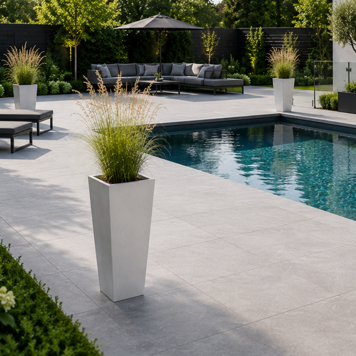 FHG™ Polystone Tapered Tall Garden Planter, Patio Plant Pots, Outdoor Garden Planter