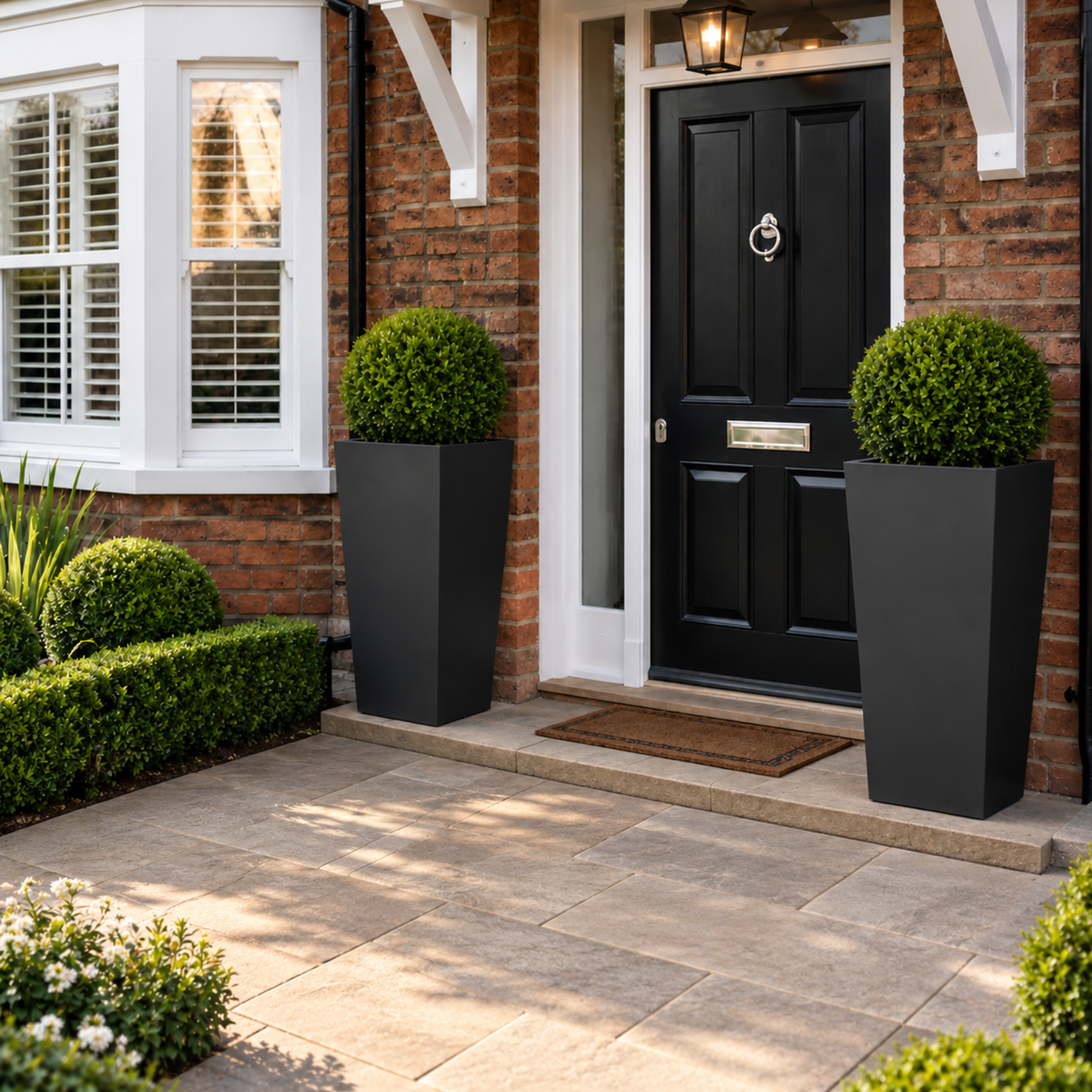 FHG™ Polystone Tapered Tall Garden Planter, Patio Plant Pots, Outdoor Garden Planter
