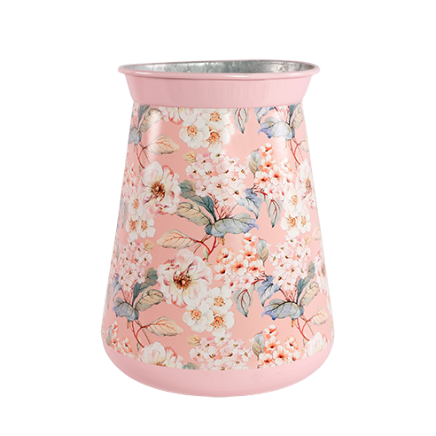 Tin Planter Pink Floral Heavy Duty 17cm