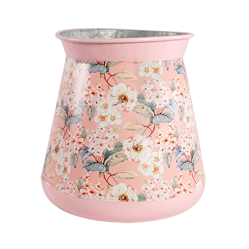 Tin Planter Pink Floral Heavy Duty 17cm