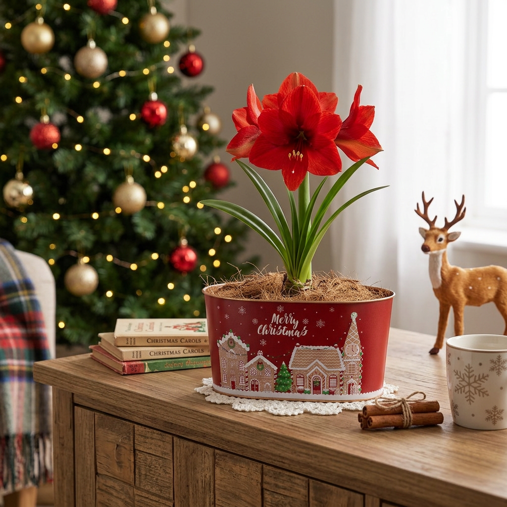 Tin Trough Merry Christmas Scene 22.5cm