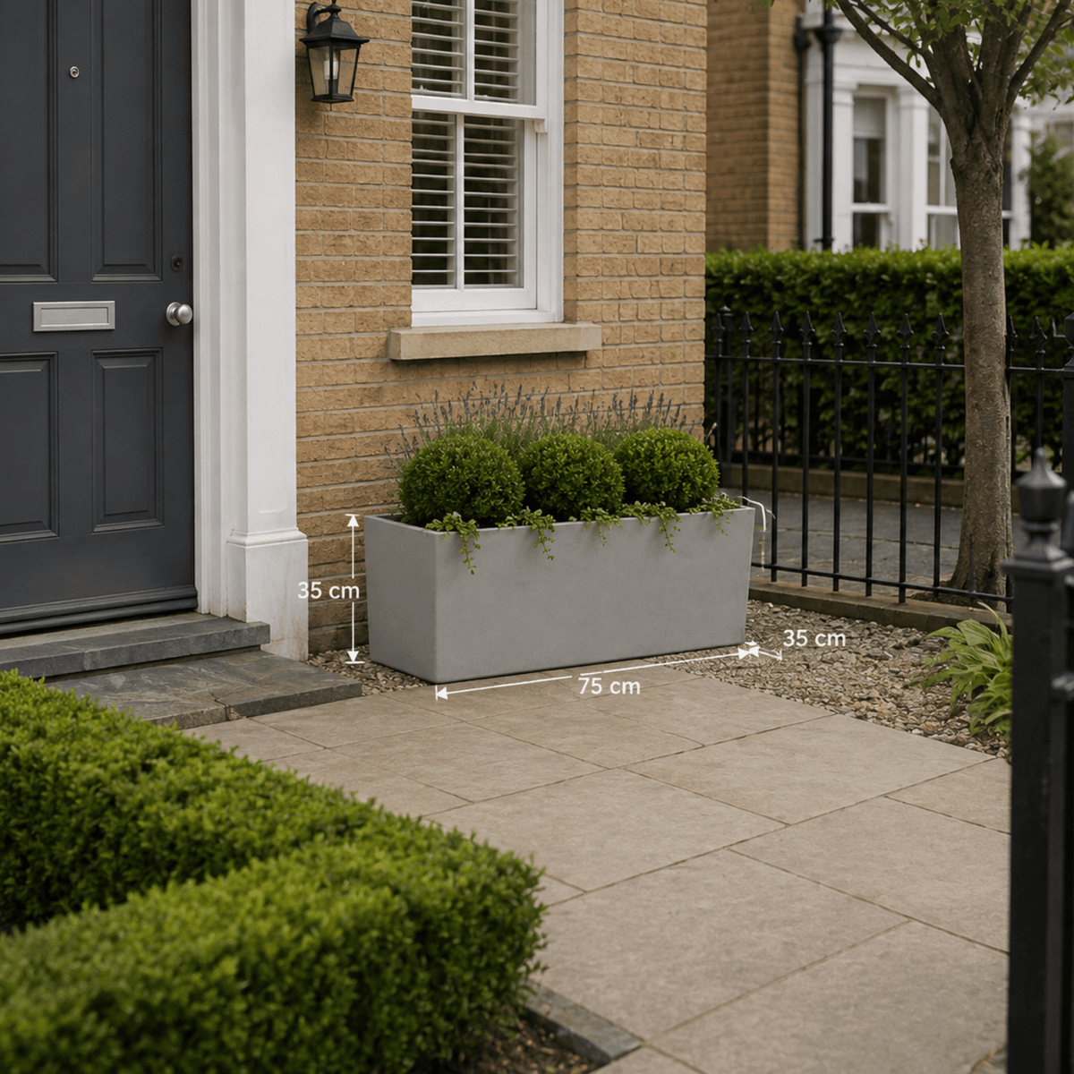 FHG™ Polystone Rectangular Trough Garden Planter, Outdoor Large Plant Pot