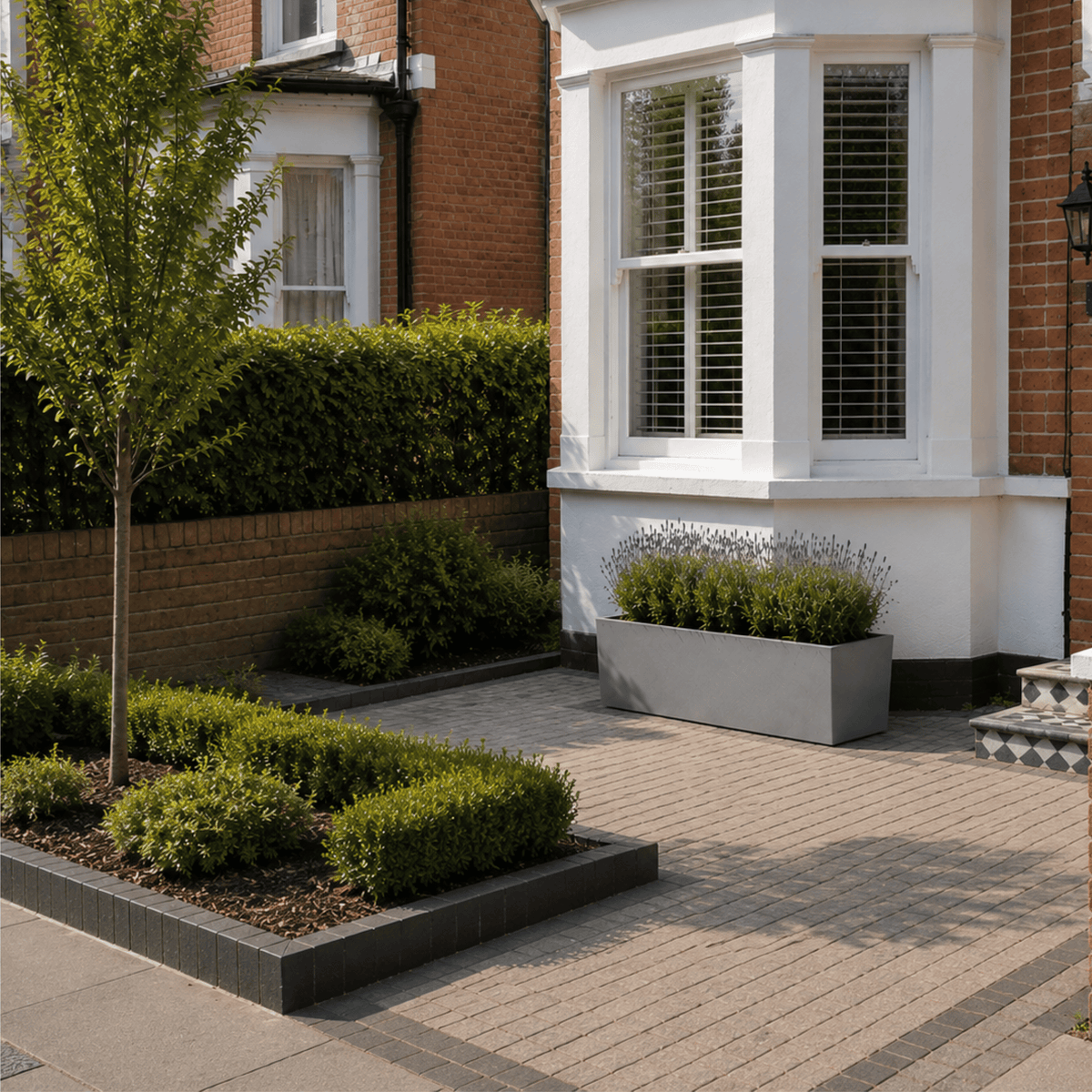 FHG™ Polystone Rectangular Trough Garden Planter, Outdoor Large Plant Pot
