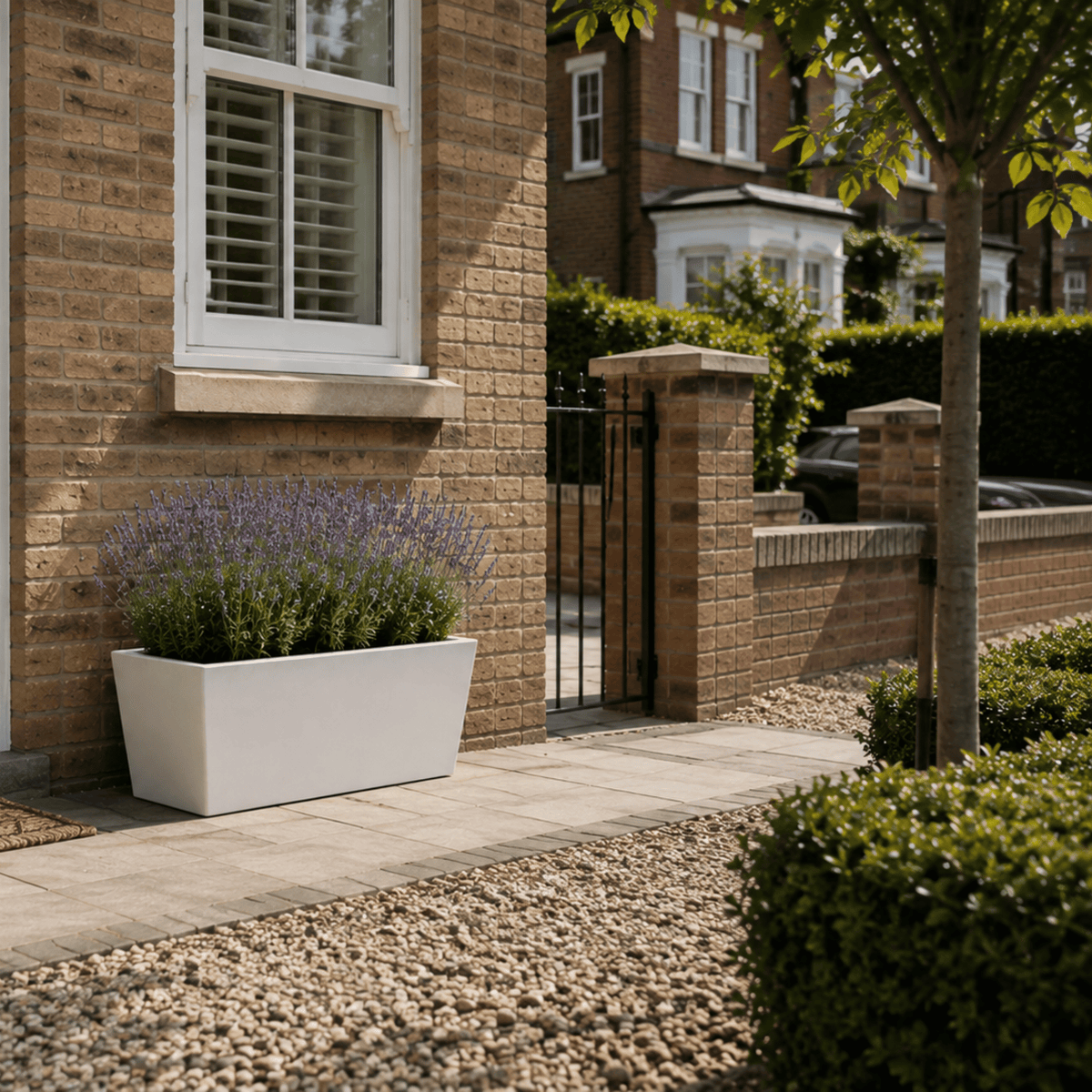 FHG™ Polystone Rectangular Trough Garden Planter, Outdoor Large Plant Pot