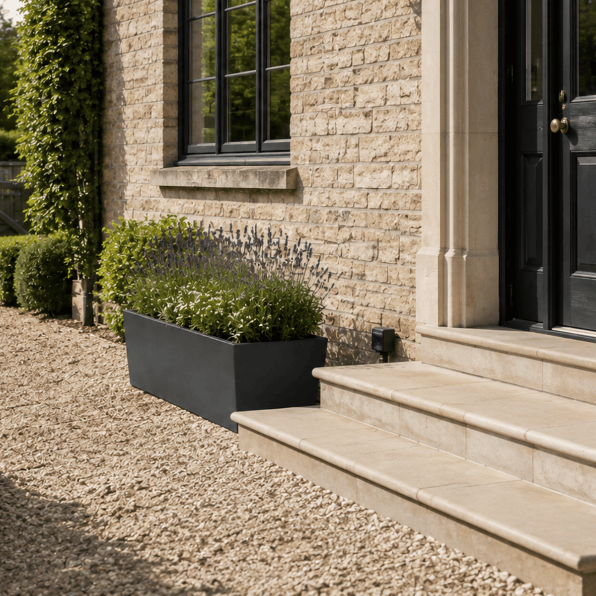 FHG™ Polystone Rectangular Trough Garden Planter, Outdoor Large Plant Pot