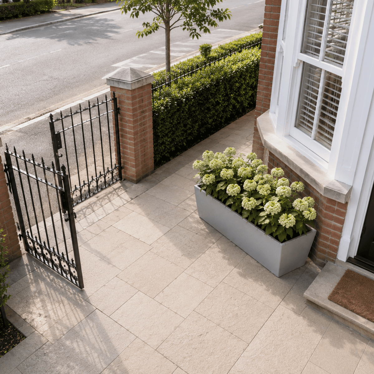 FHG™ Polystone Rectangular Trough Garden Planter, Outdoor Large Plant Pot