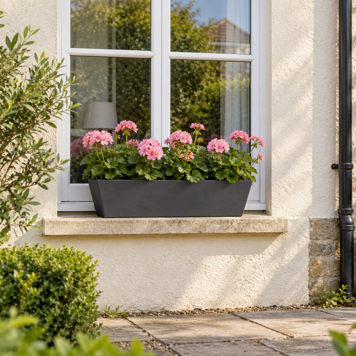 FHG™ Polystone Window Box, Outdoor Windowsill Pot, Garden Stone Planter