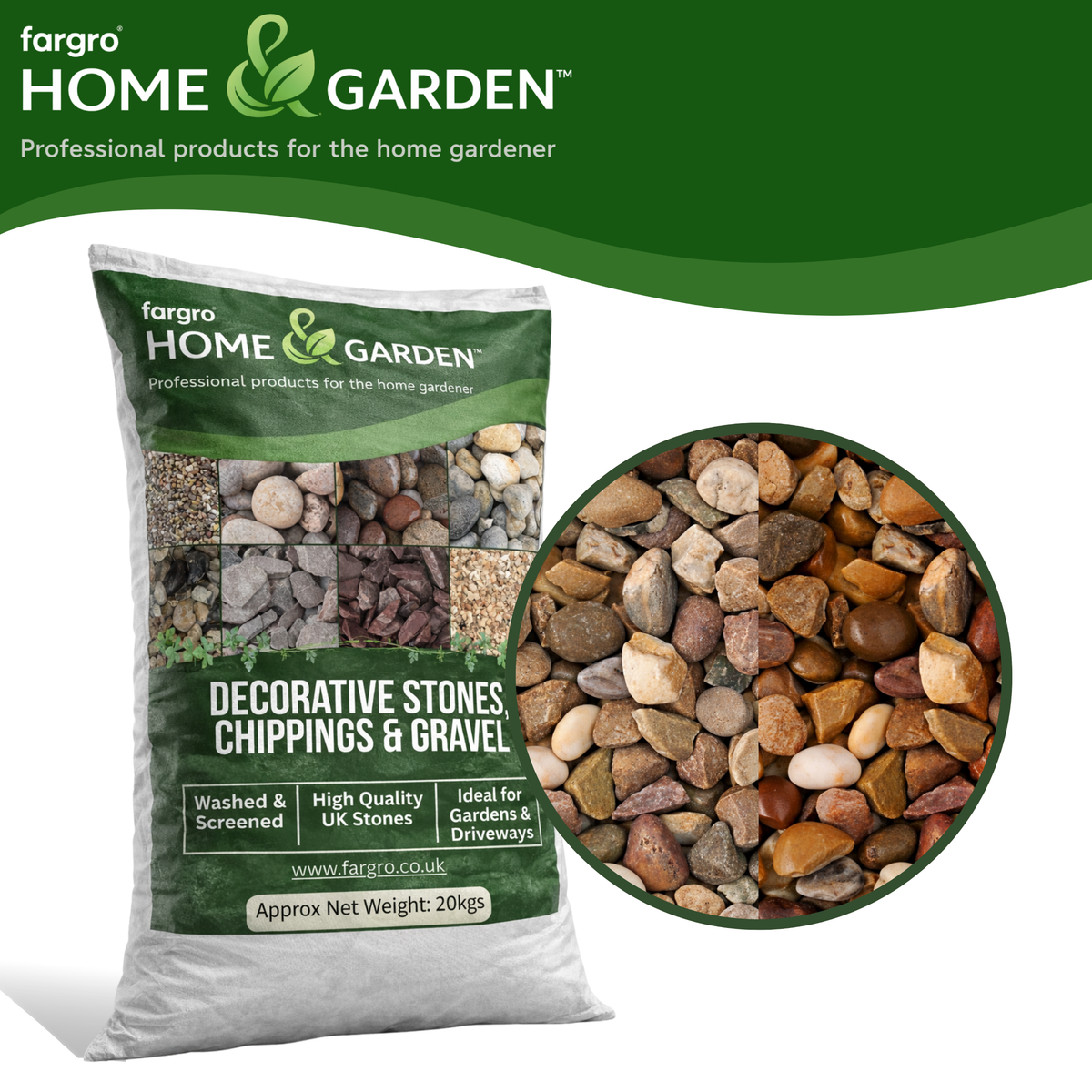Brown Decorative Pea Gravel 20mm 20kg