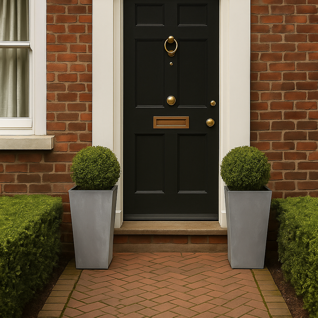 Lamela Concrete™ Finesse Tall Stone Planter, Tapered Garden Plant Pot, Poly Resin Planter
