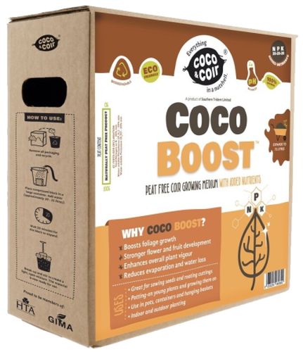 Coco & Coir&reg; Coco Boost Peat-Free Coco Coir Growing Medium, Organic Compressed Soil 5kg