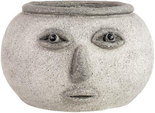 Decorative Face Garden Planter Cement Fibrestone Planter L26 W26 H17cm, 1.5kg, Outdoor Planter
