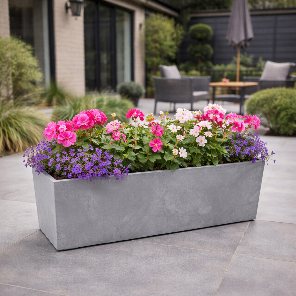 Lamela Concrete™ Begonia Stone Poly Resin Window Box, Windowsill Planter, Window Flower Pot