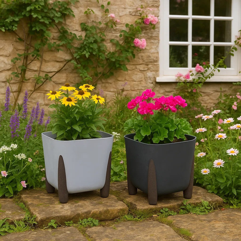 Lamela Concrete™ Frida Stone Square Planter, Poly Resin Plant Pot