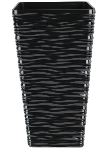 Ripple Planter Square 29cm - Glossy Black