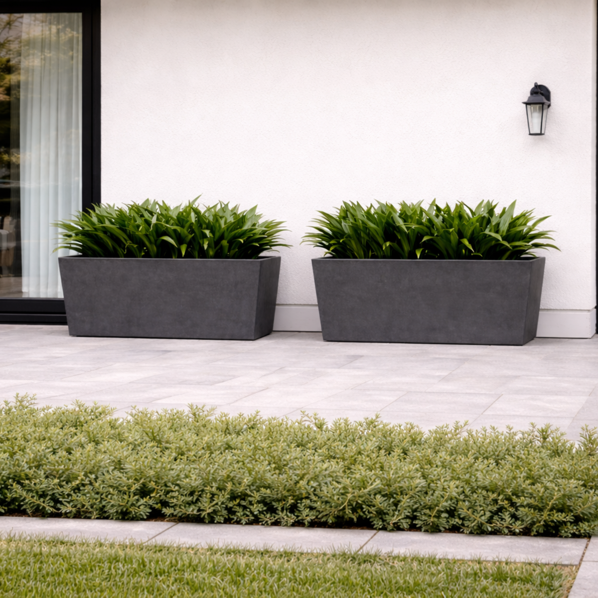 FHG™ Polystone Rectangular Trough Garden Planter, Outdoor Large Plant Pot
