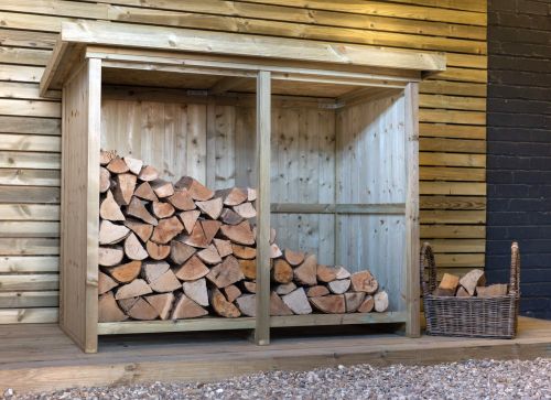 Billington Small Wooden Log Store, Outdoor Garden Log Storage Unit, Pressure Treated Timber