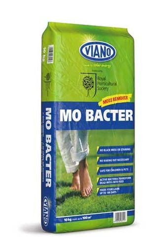 Viano Mo Bacter Moss Killer, Organic Lawn Fertiliser with Active Bacteria, Covers 100m², 10kg