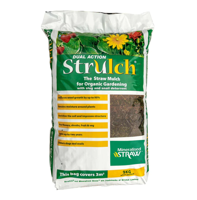 Strulch Organic Straw Mulch 9kg bag 48 x 9kg (432kgs), Bulk Pallet, Frost Protection Wheat Straw, Garden Mulch, 100L