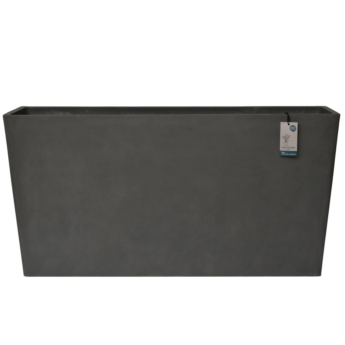 Tapered Rectangular Polystone Trough Planter with Drainage Hole - Large Outdoor Plant Pot
