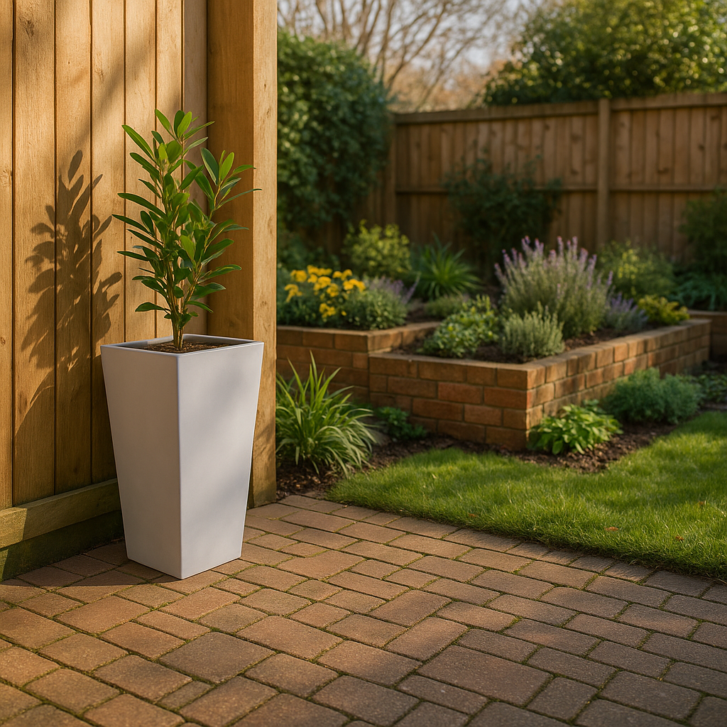 FHG™ Polystone Tapered Tall Garden Planter, Patio Plant Pots, Outdoor Garden Planter