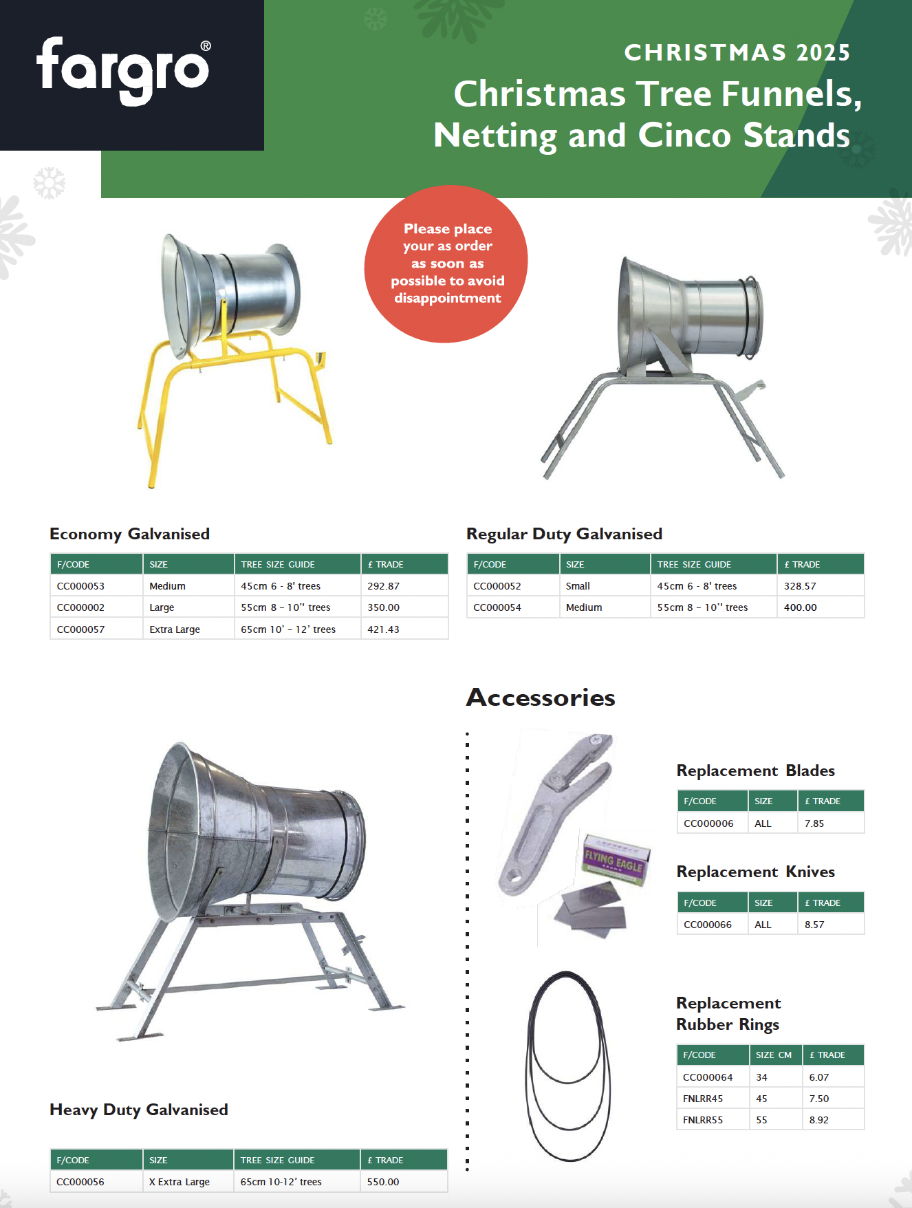 Christmas Funnels, Netting and Stands 2025