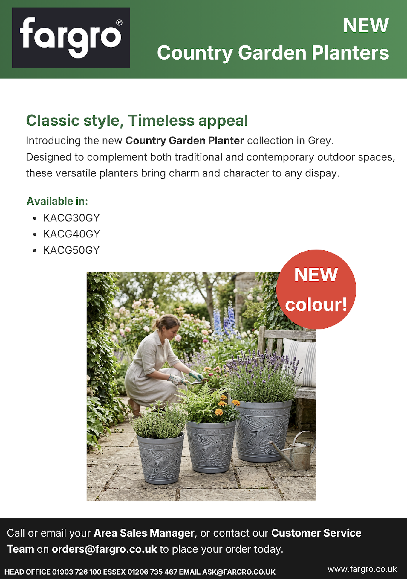 Country Garden Planter - Grey