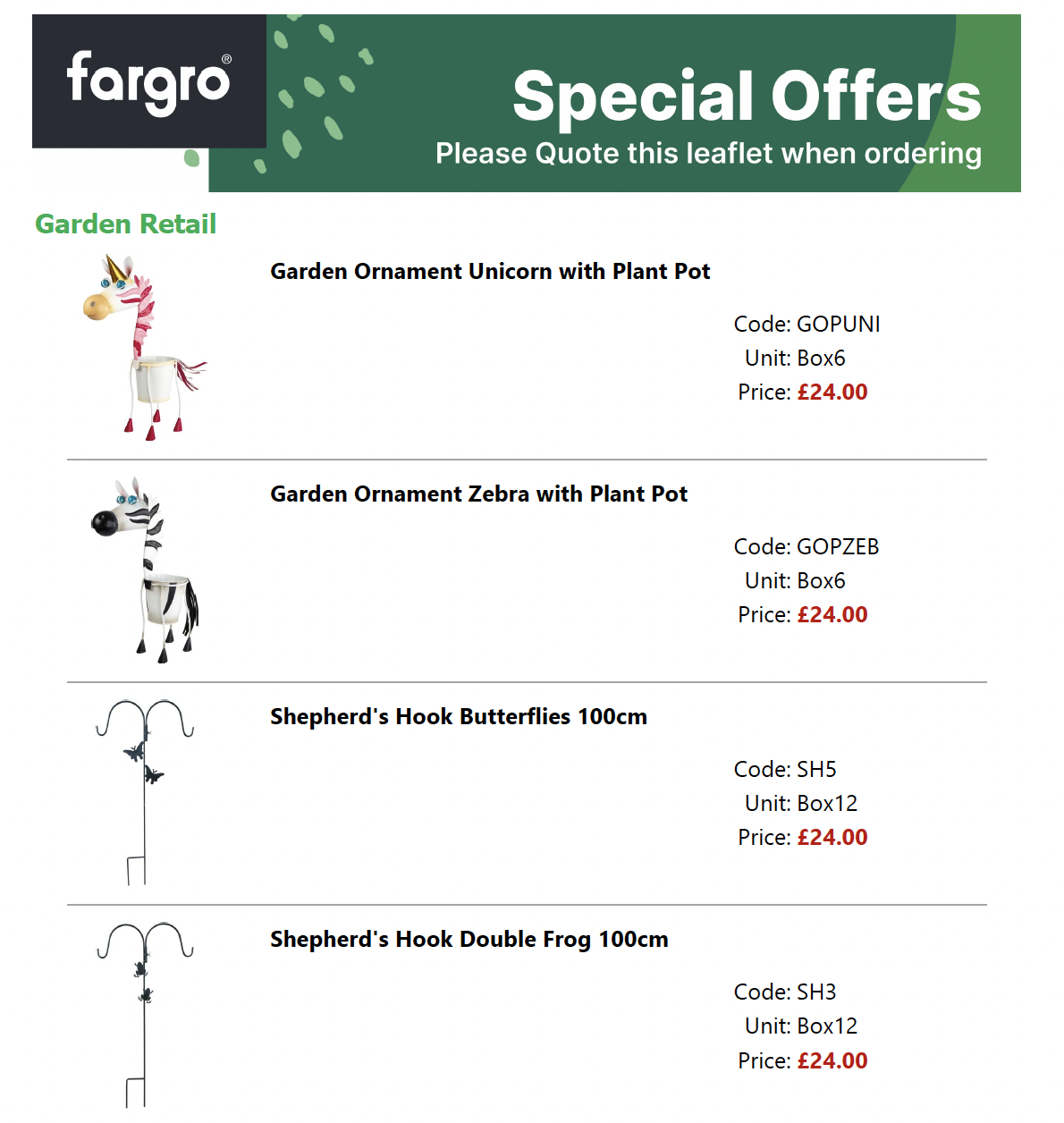 Fargro Clearance List July 2025